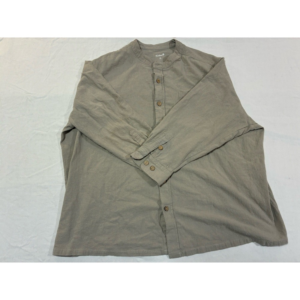 KS Island‎ Mens 4XL Henley Shirt Gray 100% Cotton Long Sleeve Casual Big & Tall